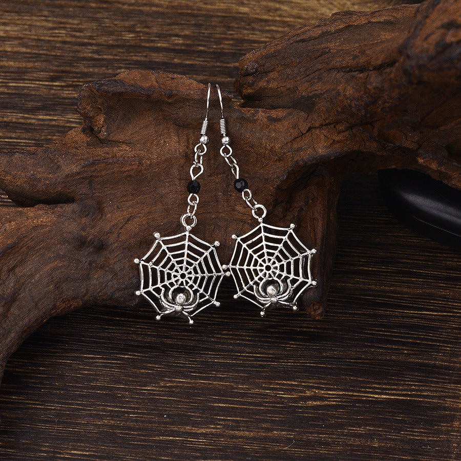 Wholesale Chic Gothic  Web Pendant Earrings For Women Antique Silver Zinc Alloy Party Jewelry Accessory Gift
