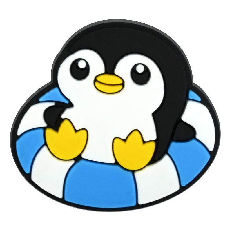 Wholesale   Random 100pcs Creative Cartoon Penguin Series PVC Soft Rubber Shoe Buckle Decoration
