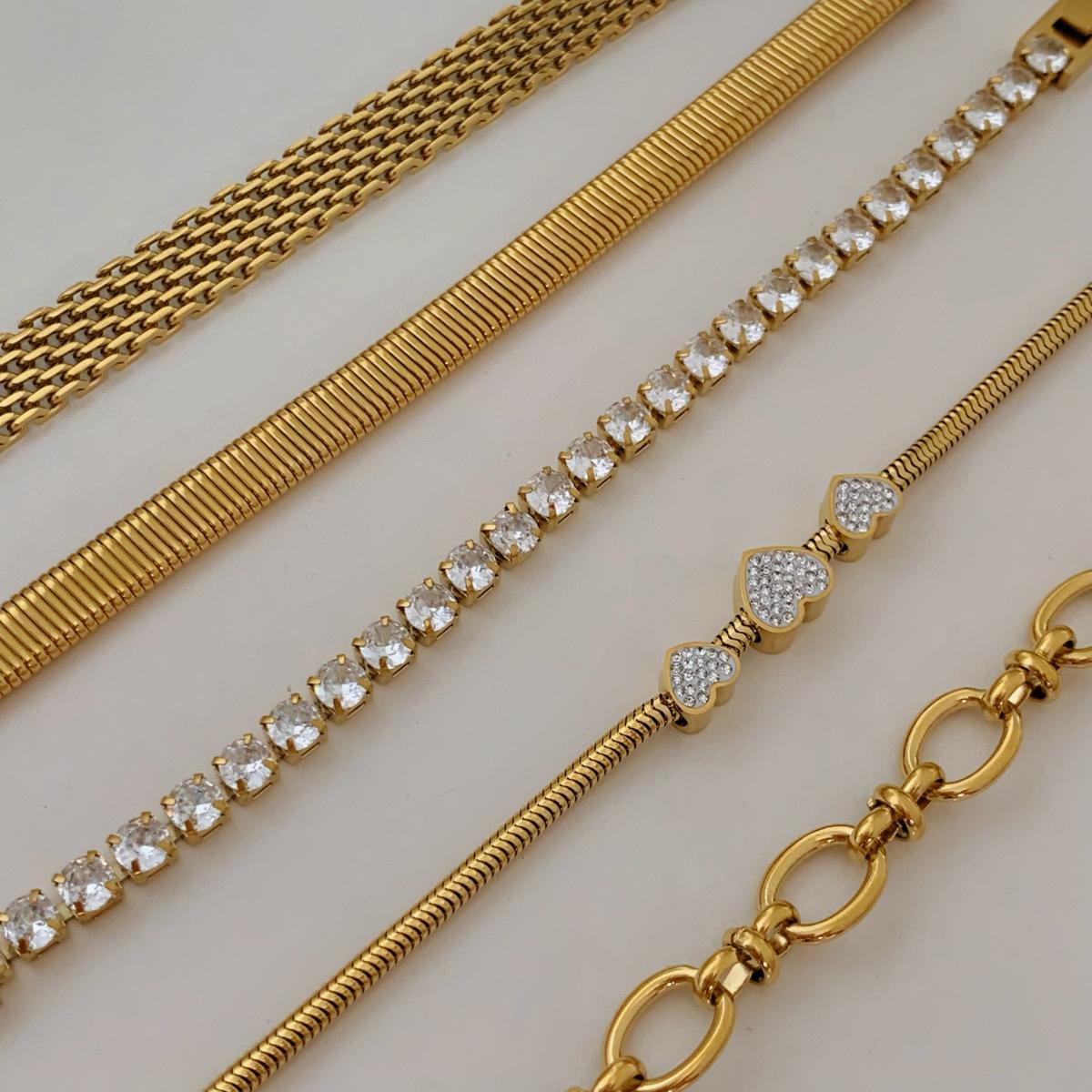 Wholesale  Stainless Steel Exquisite Diamond Wide Strap Mesh Chain Love Bracelet