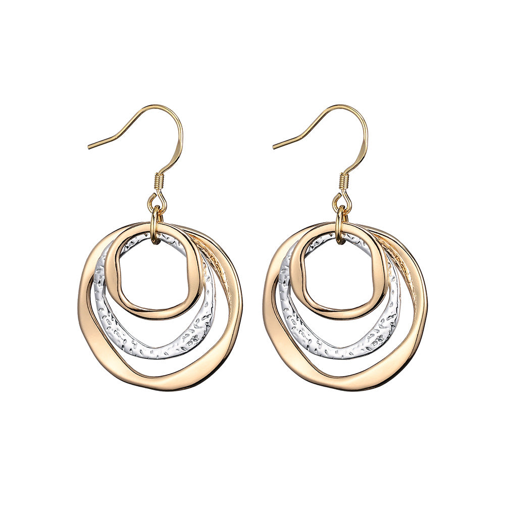 Wholesale  Zinc Alloy 3-Ring Circle Mixed Colorful Earrings