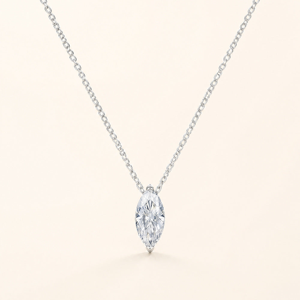 Wholesale 925 Silver Moissanite Pendant Necklace For Women Trendy Geometric Collarbone Chain Jewelry Accessory