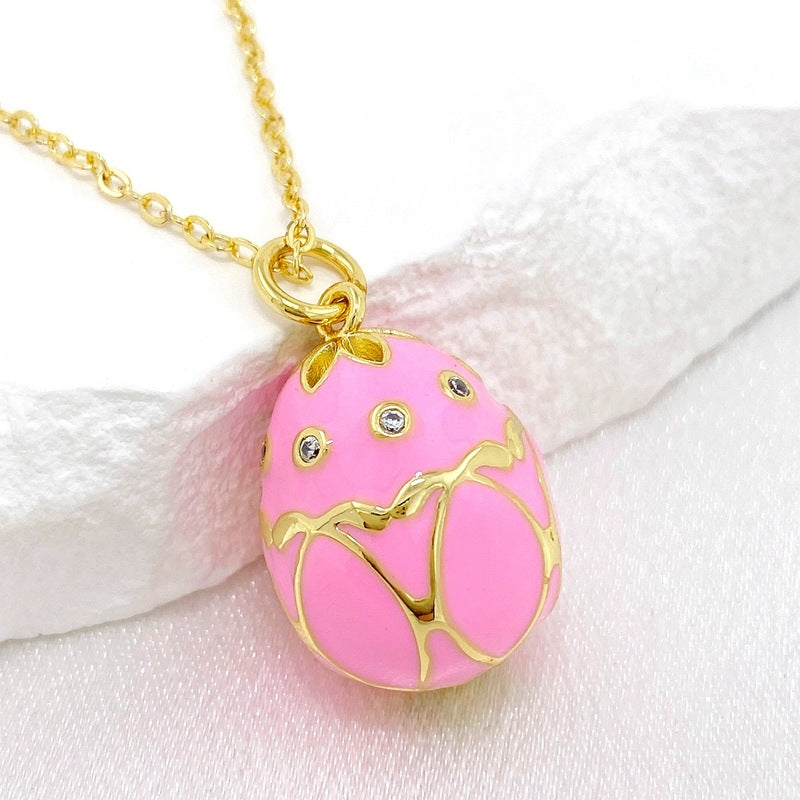 Wholesale 14K Colorful Pendant Easter Egg Pendant Necklace