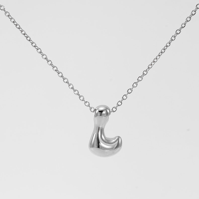 Wholesale  titanium steel smooth bubble letter necklace