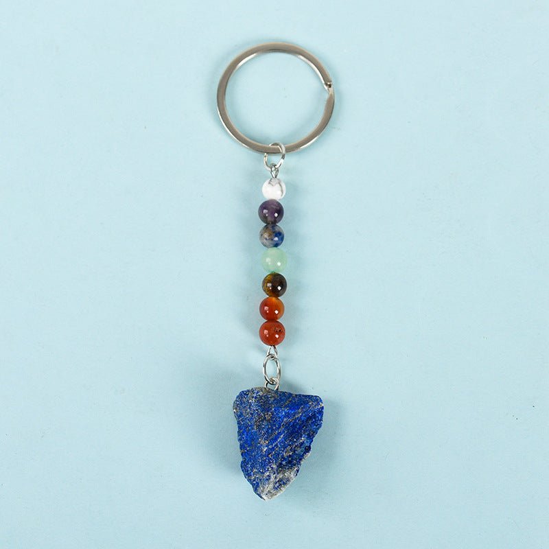 Wholesale Natural Crystal Colorful Rough Stone Keychain ACC-KC-ZhiSF001