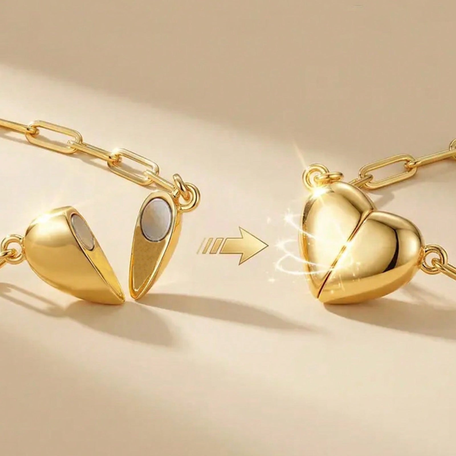 Wholesale Stainless Steel Heart Pendant Paper Clip Chain Necklace for Women Fashion Jewelry Accessory
