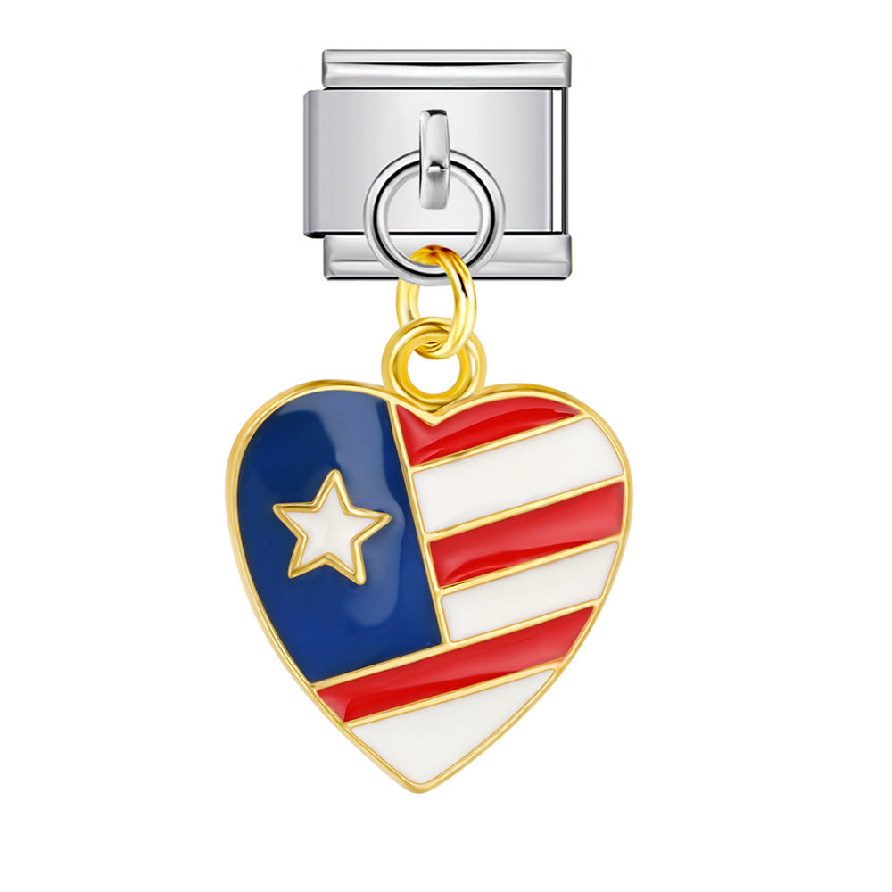 Wholesale Italian Charm Bracelet 9mm DIY Independence Day   Creative Stainless Steel Composable Bracelet