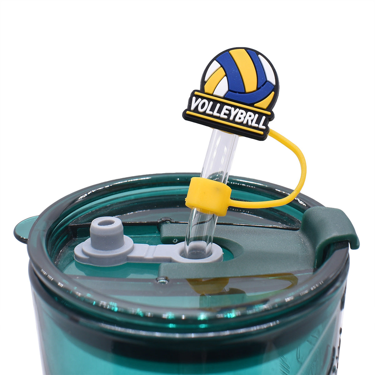 Wholesale Random 100pcs Volleyball Series Straw Tube Cap 10mm Soft Glue Straw Decoration Straw Cover ACC-SCR-RYY039
