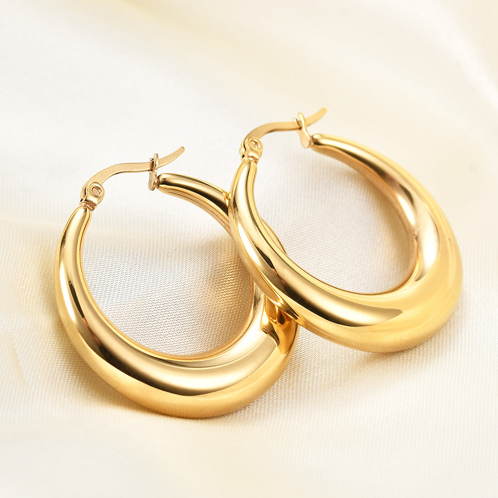Wholesale  stainless steel 18K gold bread threaded metal earrings