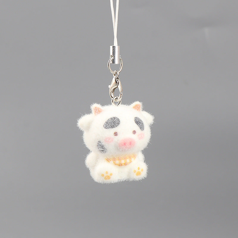 Wholesale Able flocked cow keychain