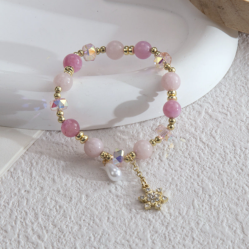 Wholesale Natural Crystal Pearl Sky-pointed Star Sunflower  Bracelet