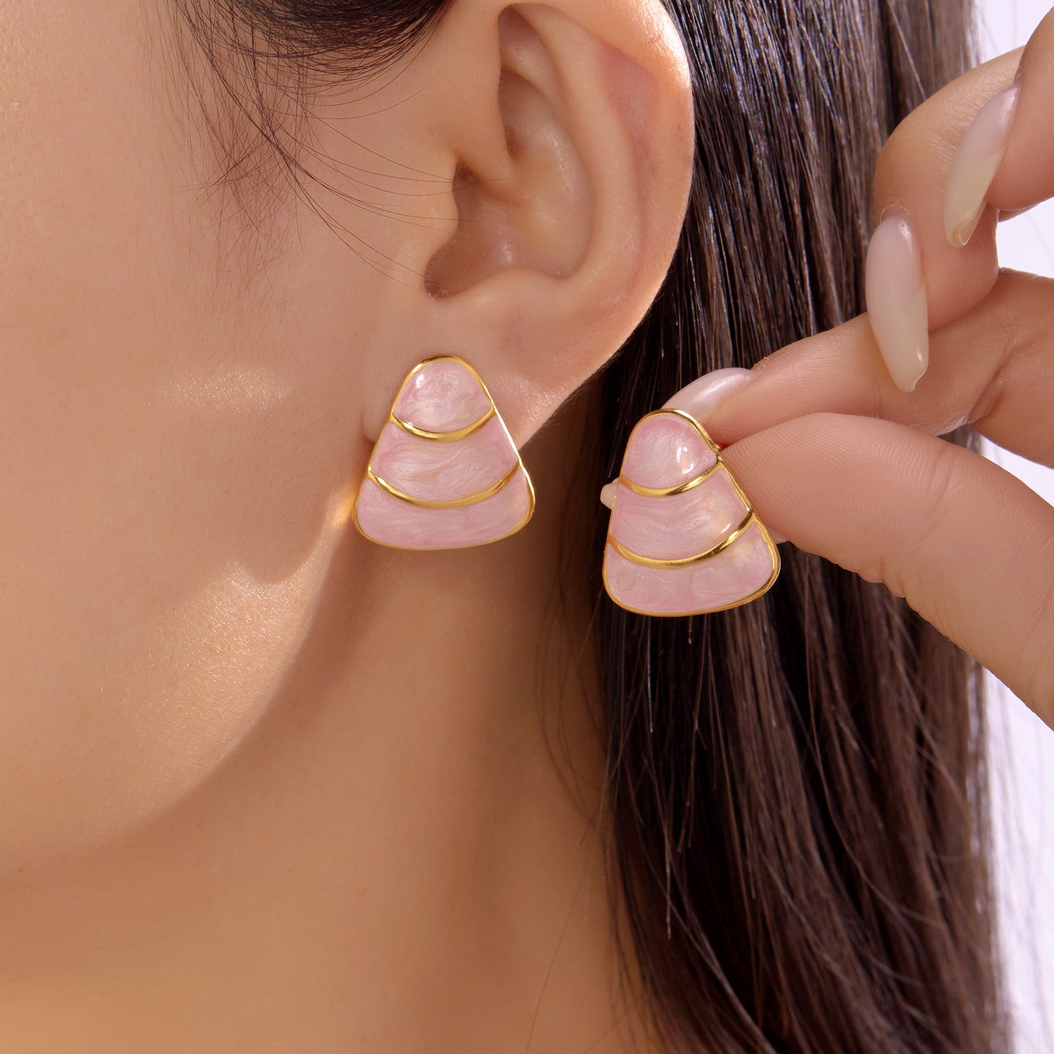 Wholesale  Colorful Oil-Dropping Stainless Steel Triangle Earrings