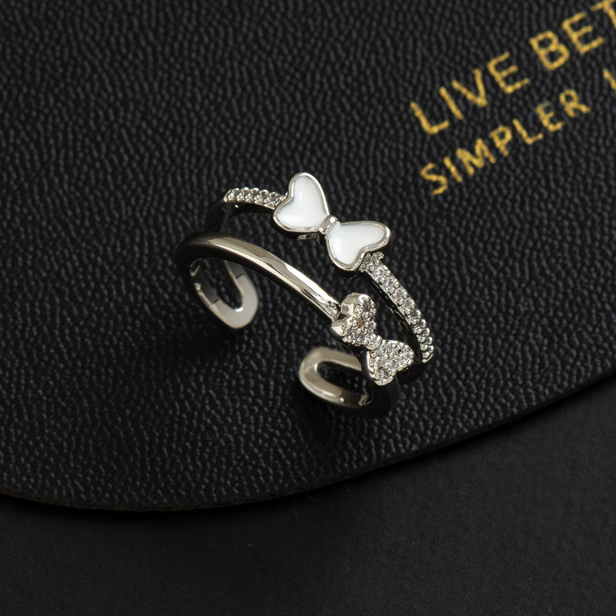 Wholesale Stylish Butterfly Ring Copper Zircon Adjustable Finger Ring Fashion Jewelry Accessory For Resale