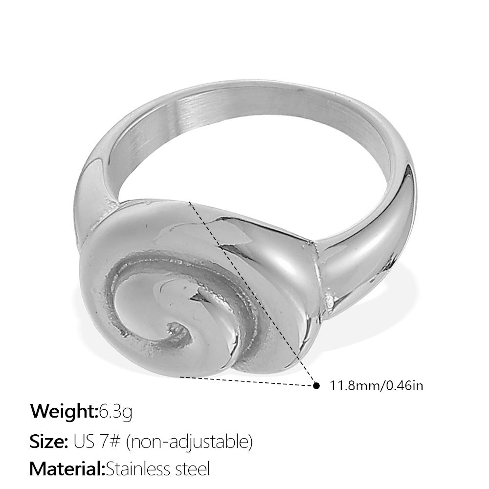 Wholesale  Luxury Elegant Stainless Steel 18K Gold Threaded Rotating Ring Versatile Trendy High-End Jewelry