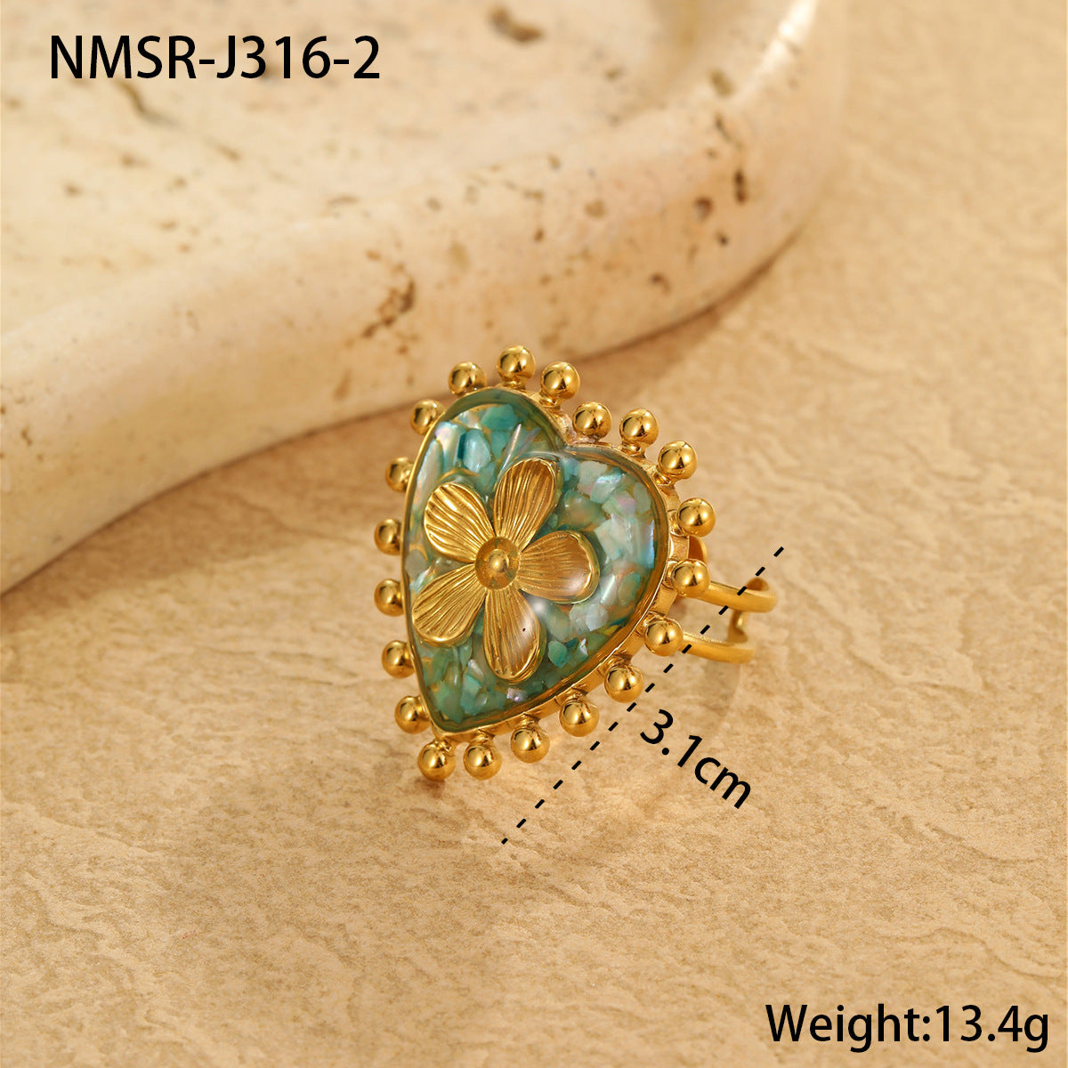 Wholesale  Oil-Dropping Stainless Steel Heart Ring