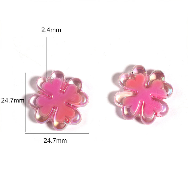 Wholesale 50PCS UV Coated Four Leaf Clover Acrylic Beads DIY Beads ACC-BDS-BLG043