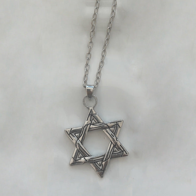 Wholesale Retro Hexagram Star Pendant Necklace For Men Double Sided Alloy Jewelry Fashion Gift Accessory