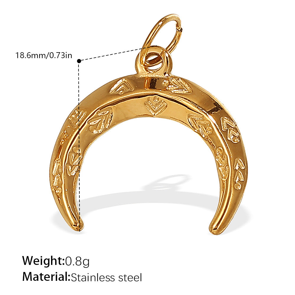 Wholesale Diamond-Encrusted Star and Moon Titanium Steel Pendant Accessories