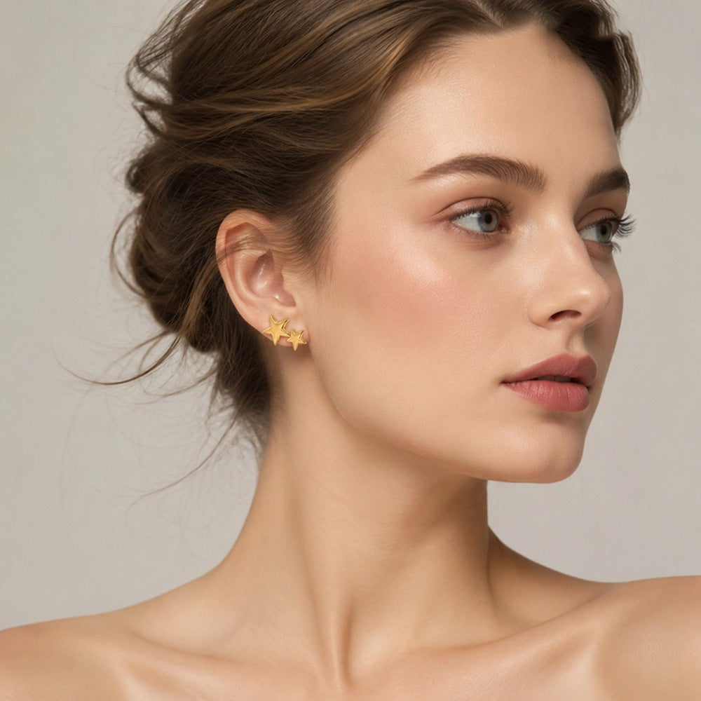 Wholesale Chic Star Heart Stud Earrings Colorful Diamond 18K Gold PVD Stainless Steel Fashion Accessory Party Gift