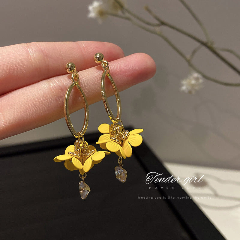 Wholesale Yellow Flower Butterfly Simple Earrings ACC-ES-Weim004