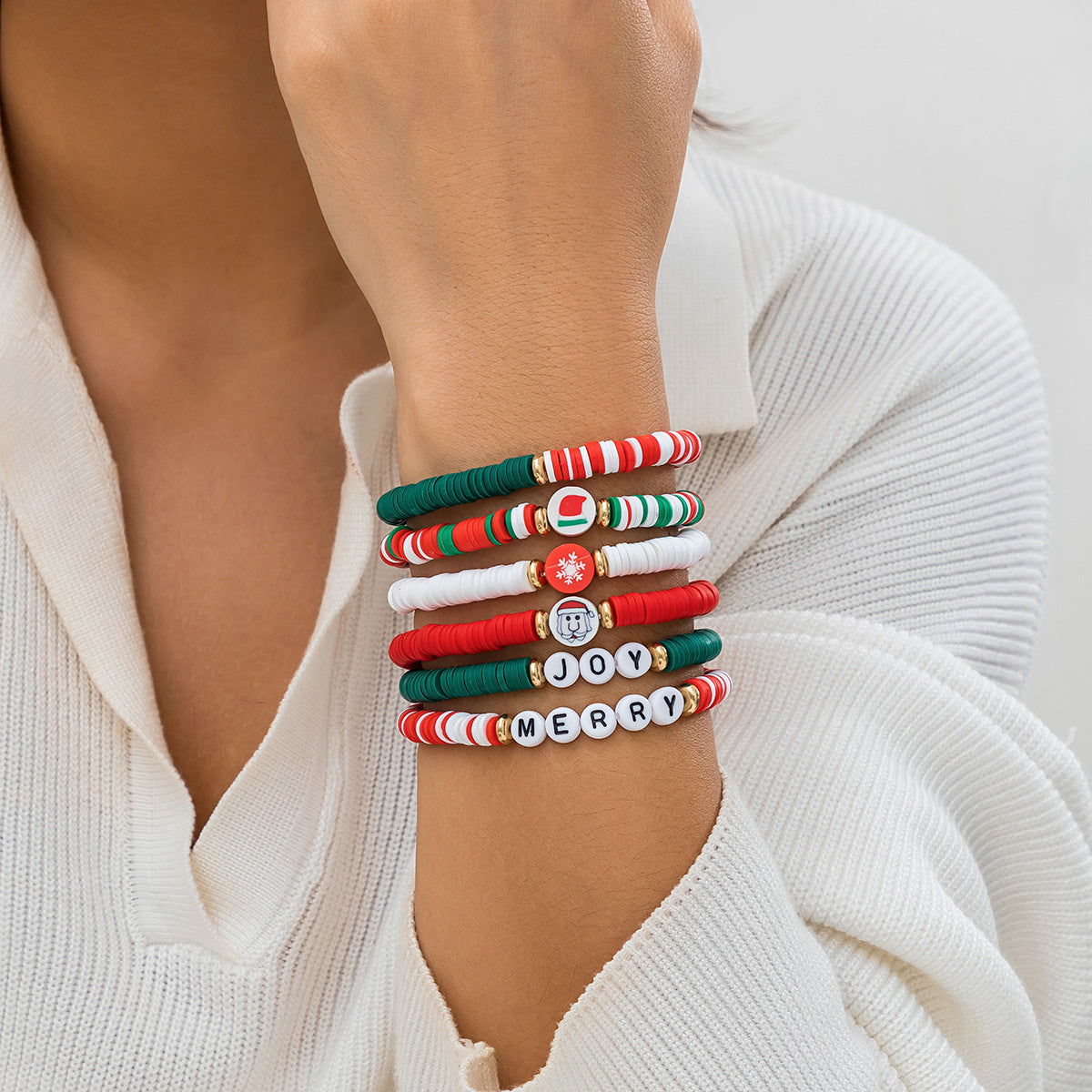 Wholesale  Christmas soft pottery glass beaded bracelet