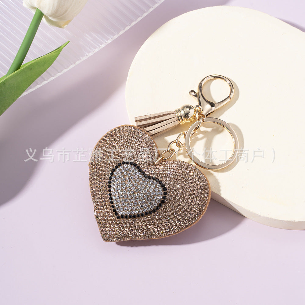 Wholesale Diamond Two-color Love Heart Keychains ACC-KC-ZhiYa059