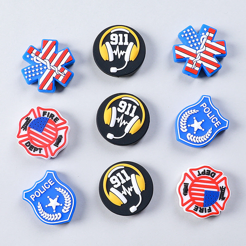 Wholesale 20pcs American Badge Silicone Beads Focal Beads DIY Beaded Pen Accessories ACC-BDS-RongFa016