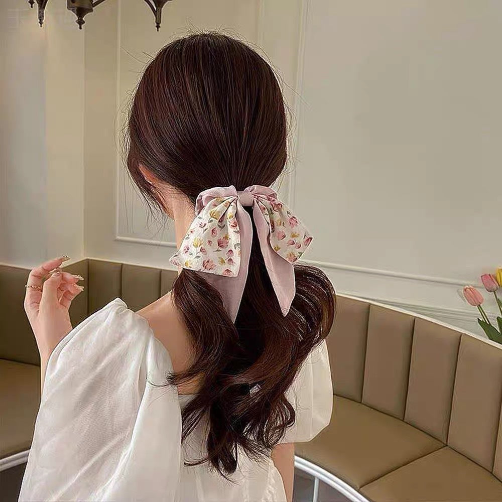 Wholesale Floral Bow Ribbon Hair Band Hair Scrunchies ACC-HS-Geyi001