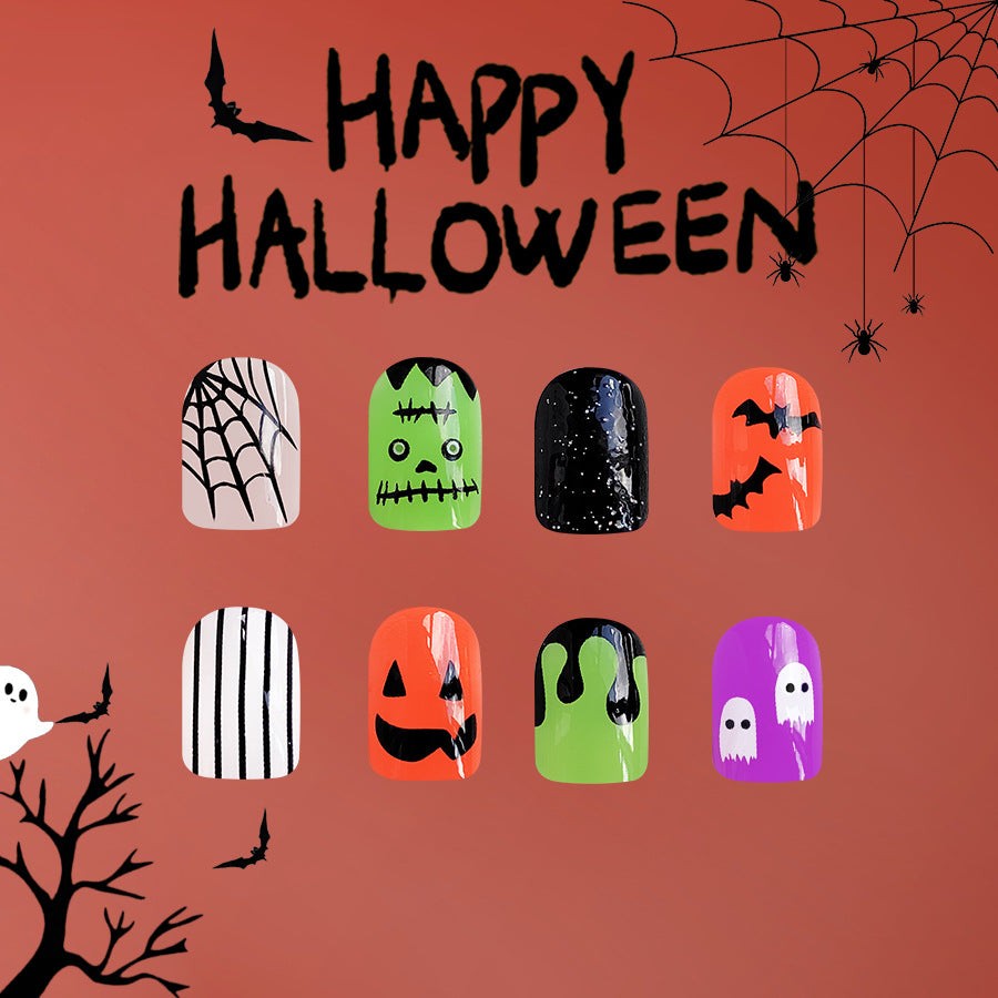 Wholesale 24 Pieces/box Halloween Bat Ghost Press-on Nails Kits Nail Stickers ACC-NS-GuaiXL067