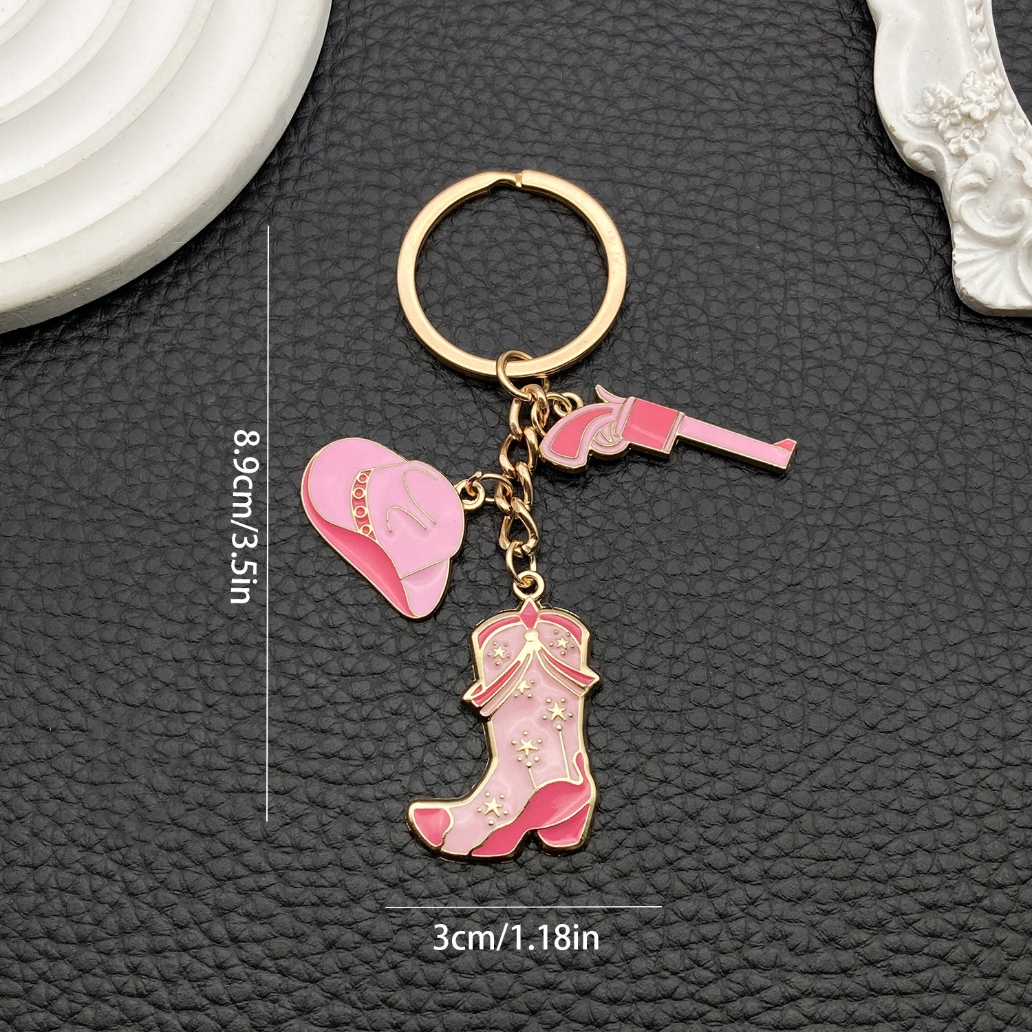 Wholesale Vintage Brown Western Cowboy Hat Boots Pistol Keychain ACC-KC-Luneng010