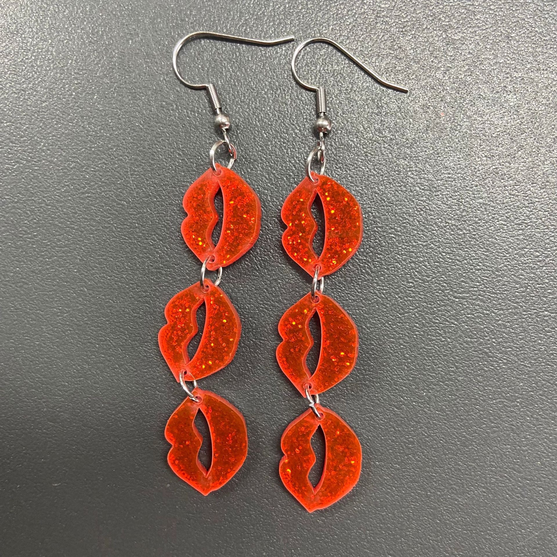 Wholesale  Valentine's Day acrylic lips flame red lip eardrops mouth earrings