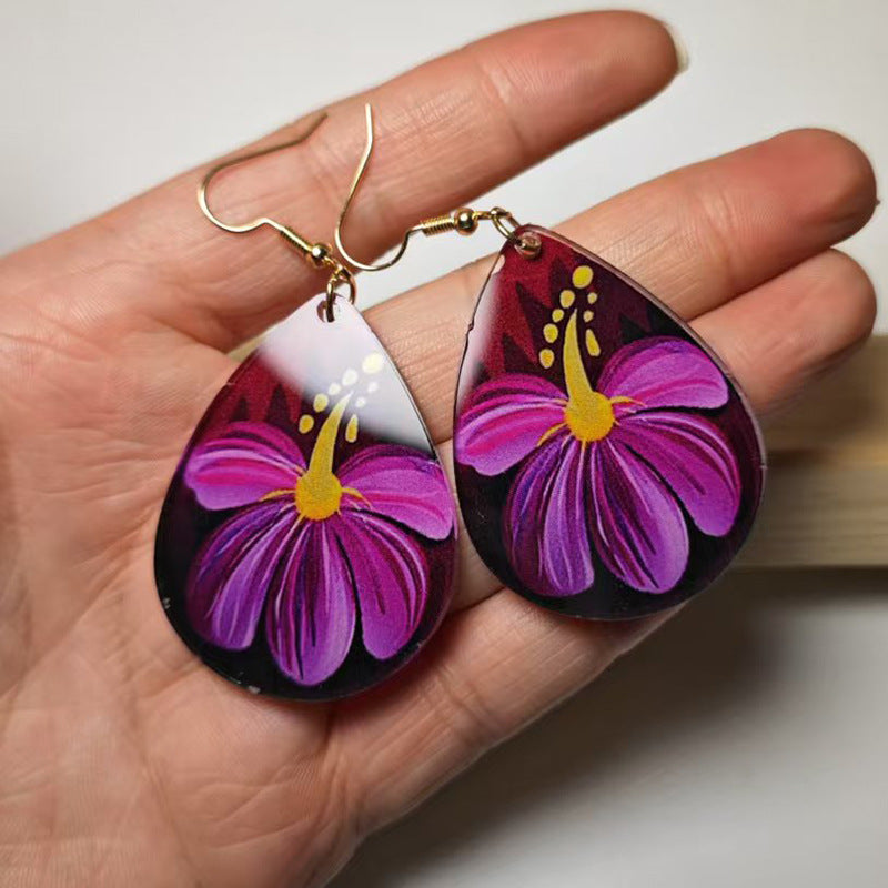 Wholesale Retro Ethnic Flower Acrylic Earrings