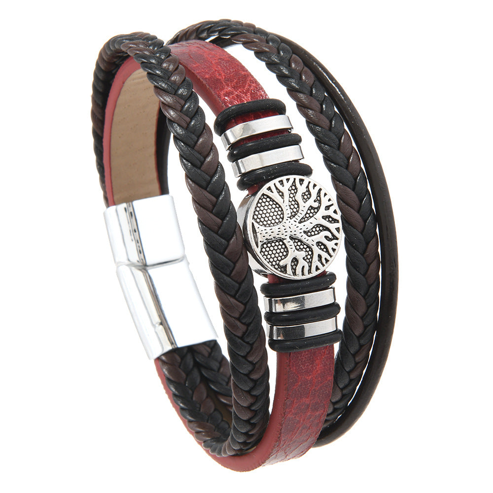 Wholesale Multi-layer PU Leather Bracelet Life Tree Bracelet