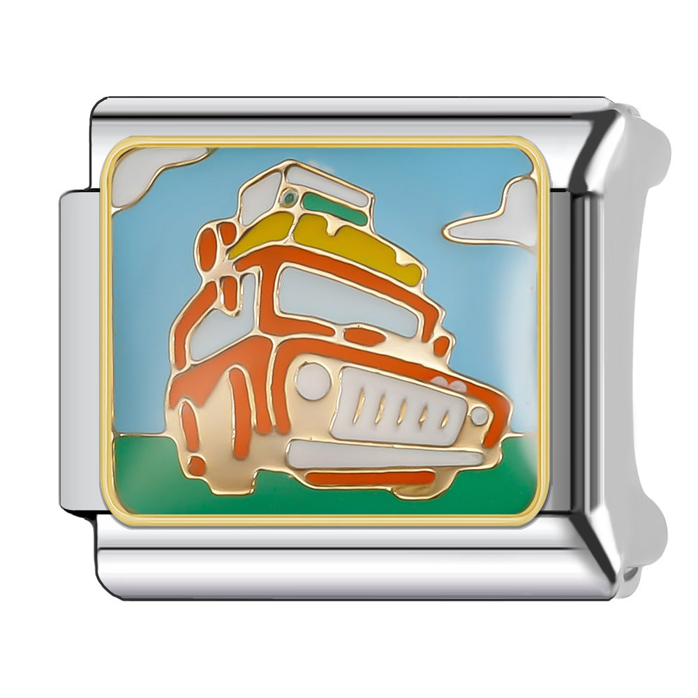 Wholesale Italian Charm Bracelet 9mm DIY Splicing Creative Pattern Stainless Steel Composable Bracelet