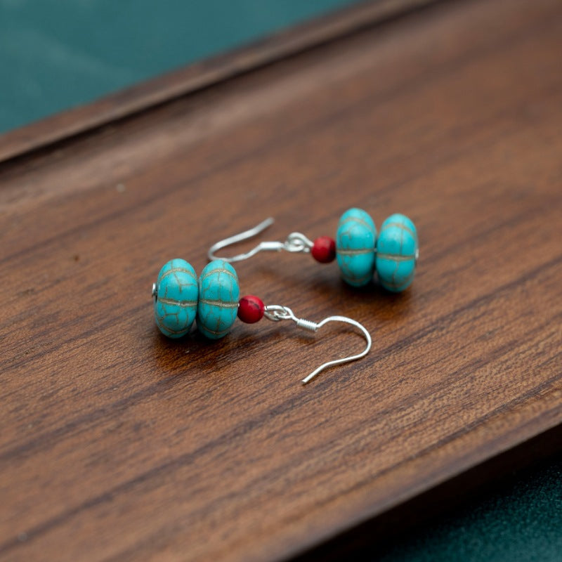 Wholesale Mixed Material Turquoise Earrings Ethnic Style Jewelry Accessory for Boutique Resale