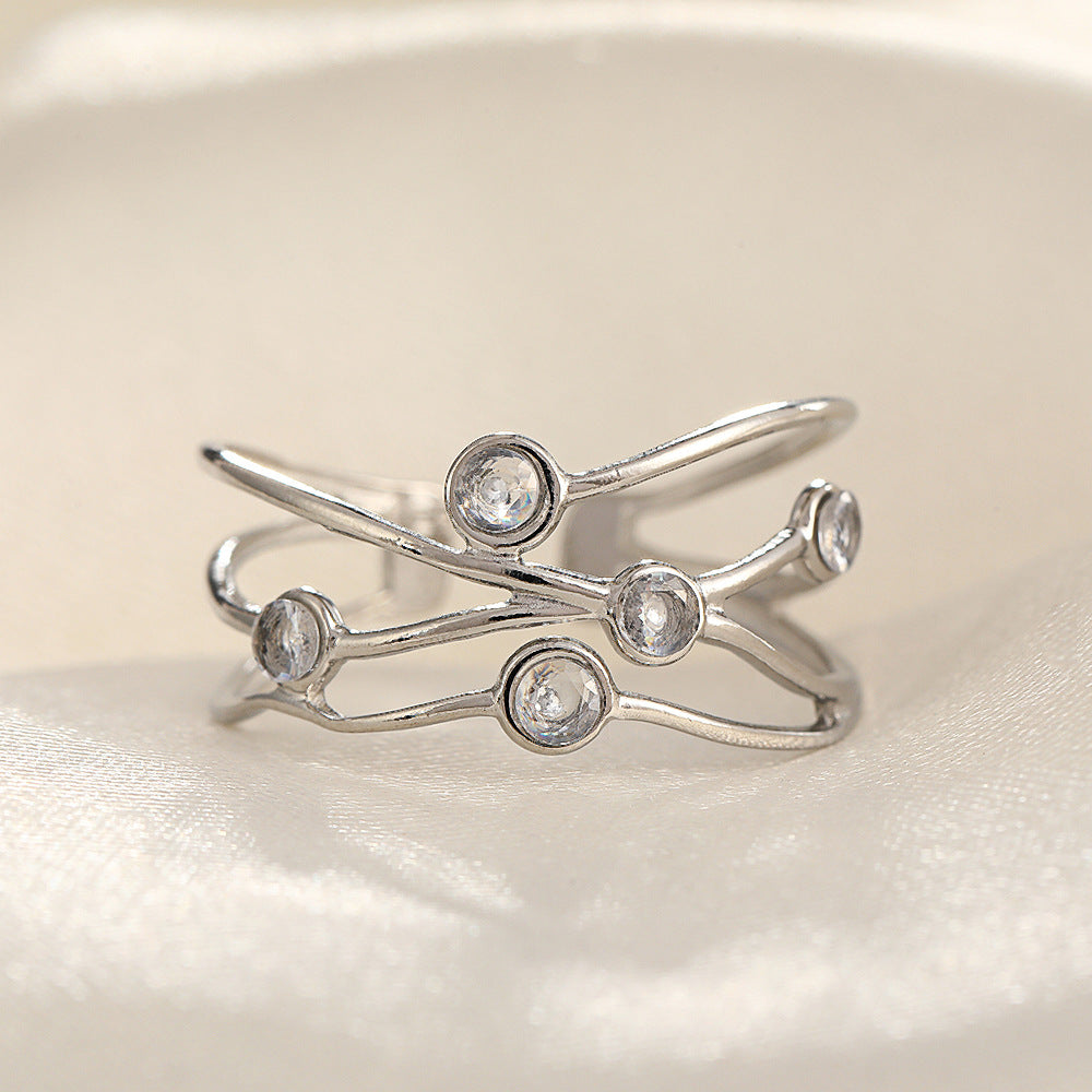 Wholesale Stainless Steel Micro Inlaid Zircon Loose Rings ACC-RS-TaiMei003