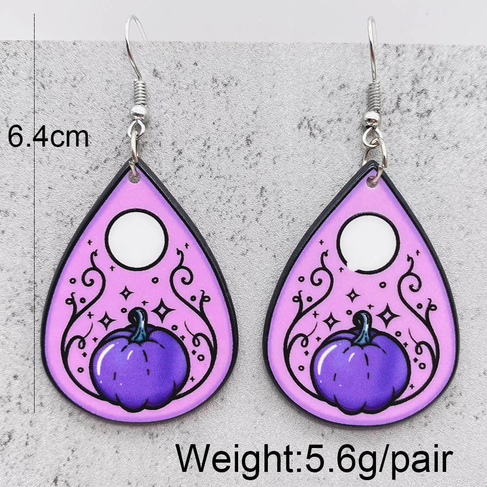 Wholesale Halloween Horror Pumpkin Ghost Tarot Acrylic Earrings ACC-ES-ChenY025