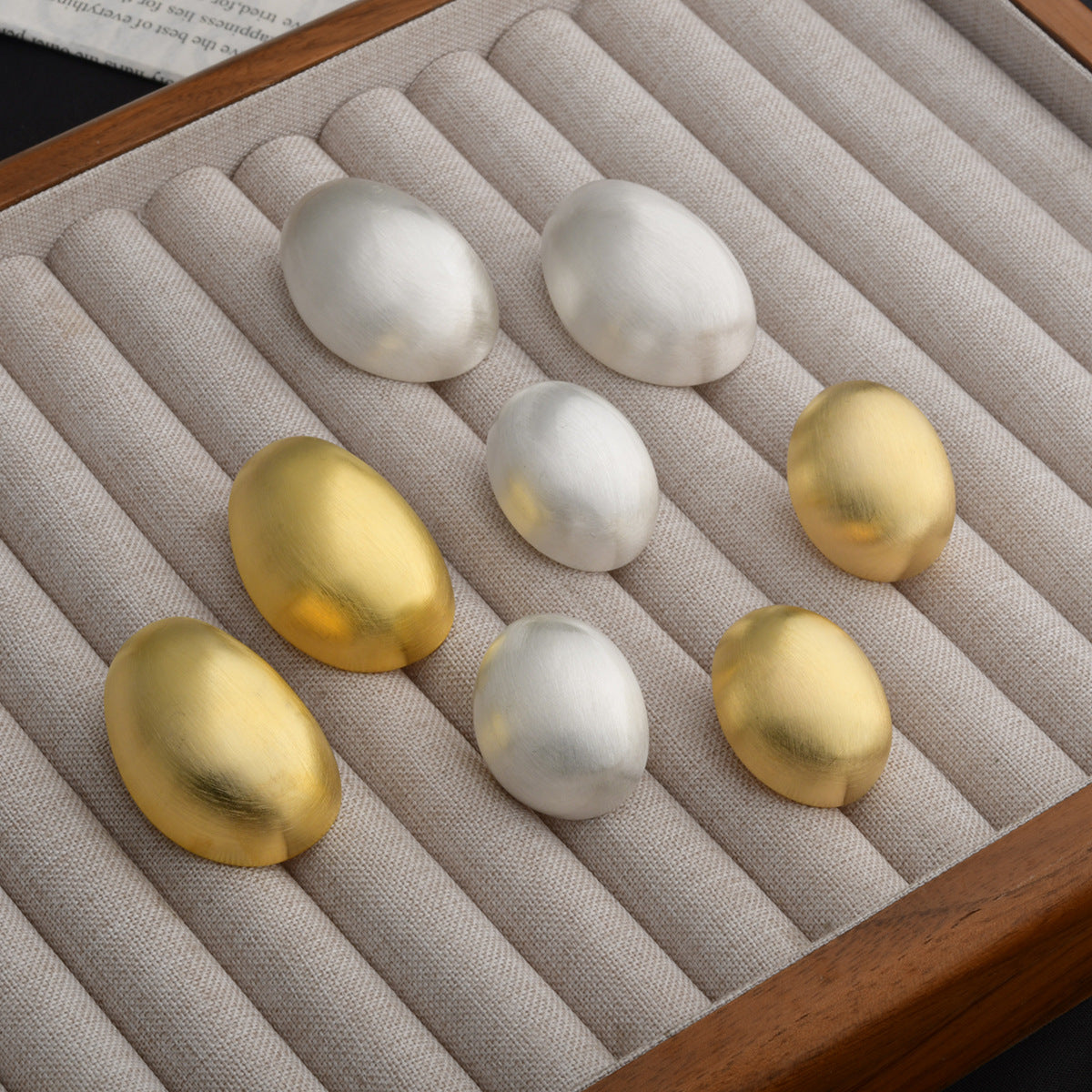 Wholesale Versatile Brushed Oval Earrings