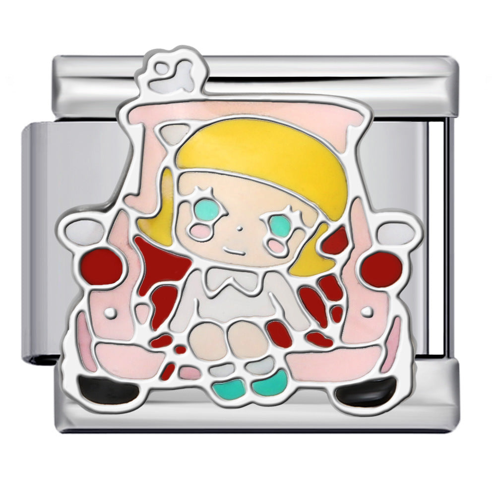 Wholesale 2pcs/pack  Italian Charm Bracelet 9mm DIY Splicing Anime Cute Cartoon Stainless Steel Composable Bracelet