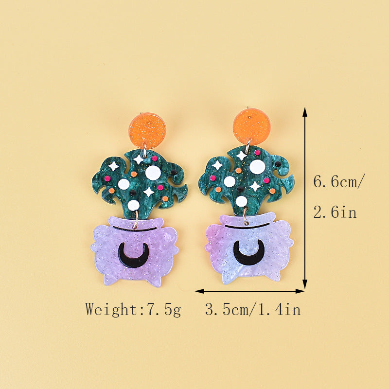 Wholesale Halloween Earrings Witch Tombstone Scream Ghost Acrylic  Earrings