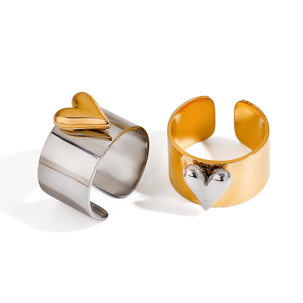 Wholesale  18k gold stainless steel gold and silver color matching opening ring