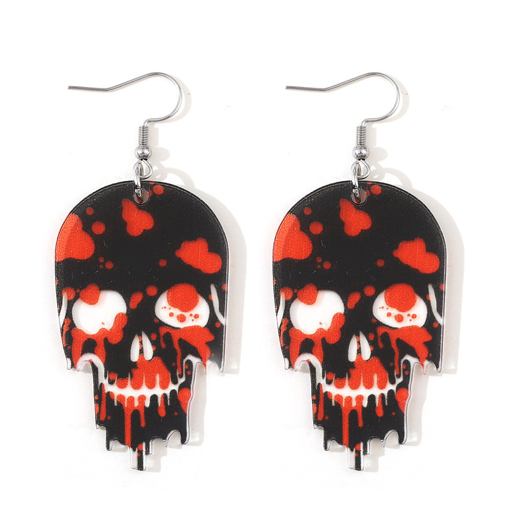 Wholesale Halloween horror blood skull acrylic earrings