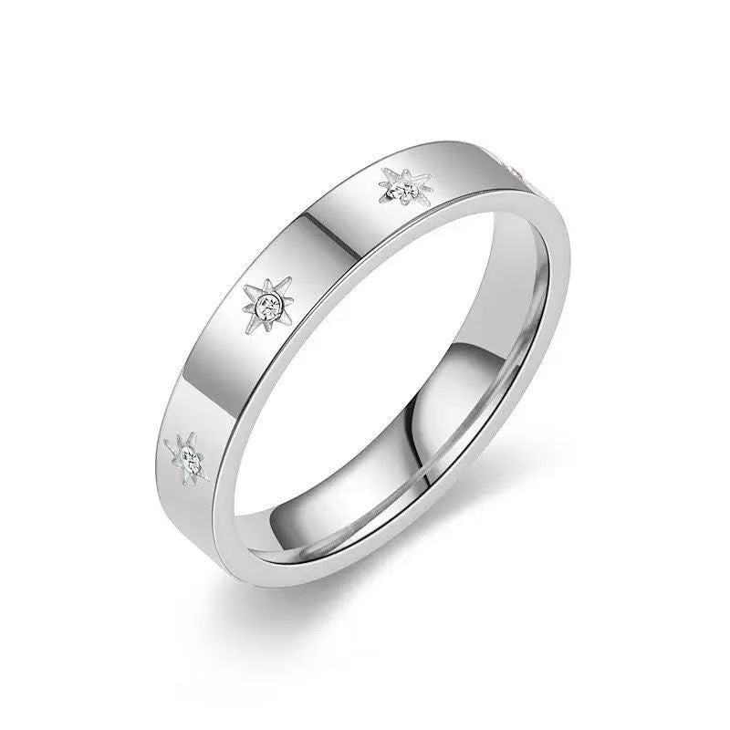 Wholesale 2025 New Starburst Titanium Steel Men' s Ring Women' s Niche Design Ring Index Finger Ring Accessible Luxury Couple Ring