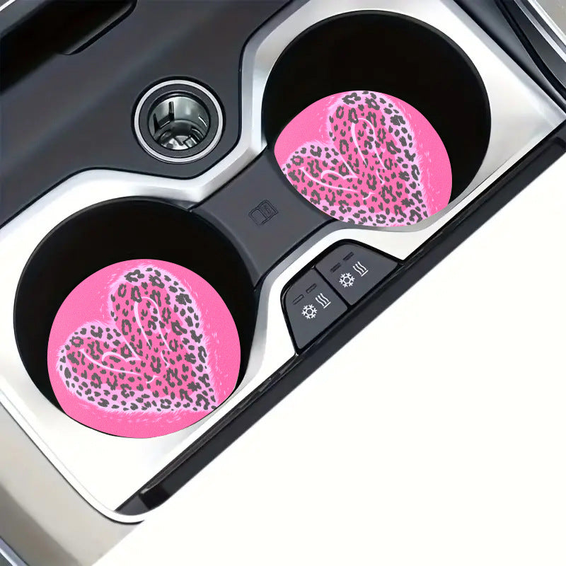 Wholesale Bow Cow Love Milk Tea Ice Cream Pattern Leather Coaster Cup Accessories ACC-CA-YTian003