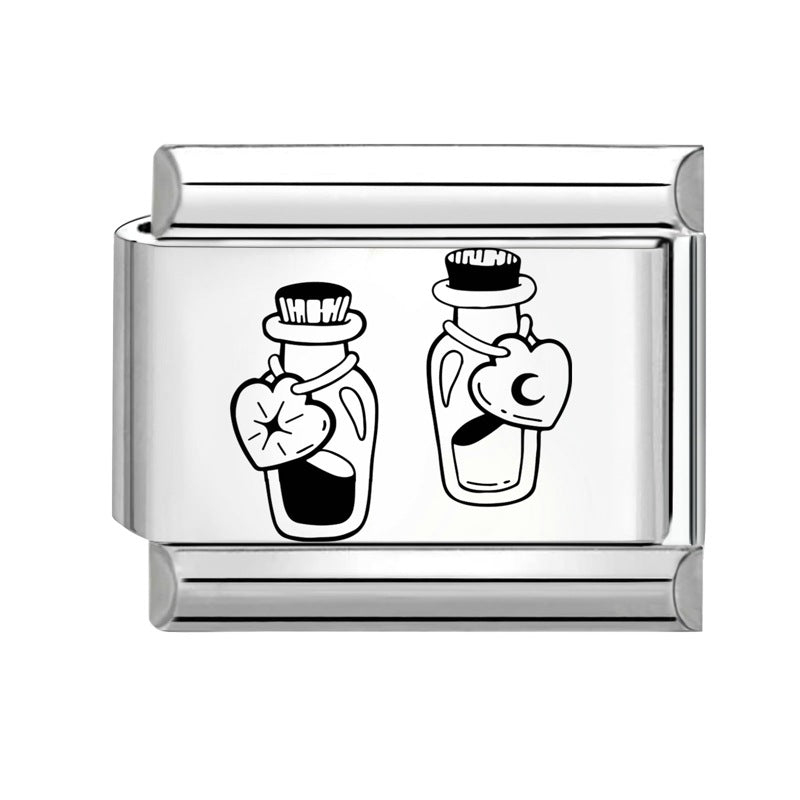 Wholesale 9mm Italian Charm Starter Bracelets DIY Black and white  Creative Stainless Steel Composable Bracelet