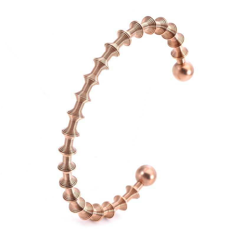 Bracciale aperto in acciaio inossidabile a strati con design a molla all'ingrosso