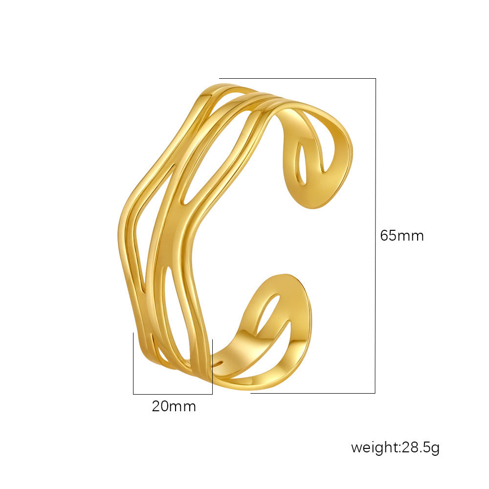 Wholesale Stainless Steel Open C Shape Bangle 18K Gold Plated Fashion Jewelry for Gift Boutique Resale