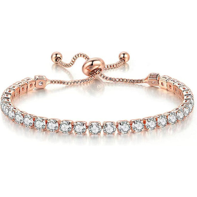 Wholesale White Zircon Tennis Pulling Bracelet Set