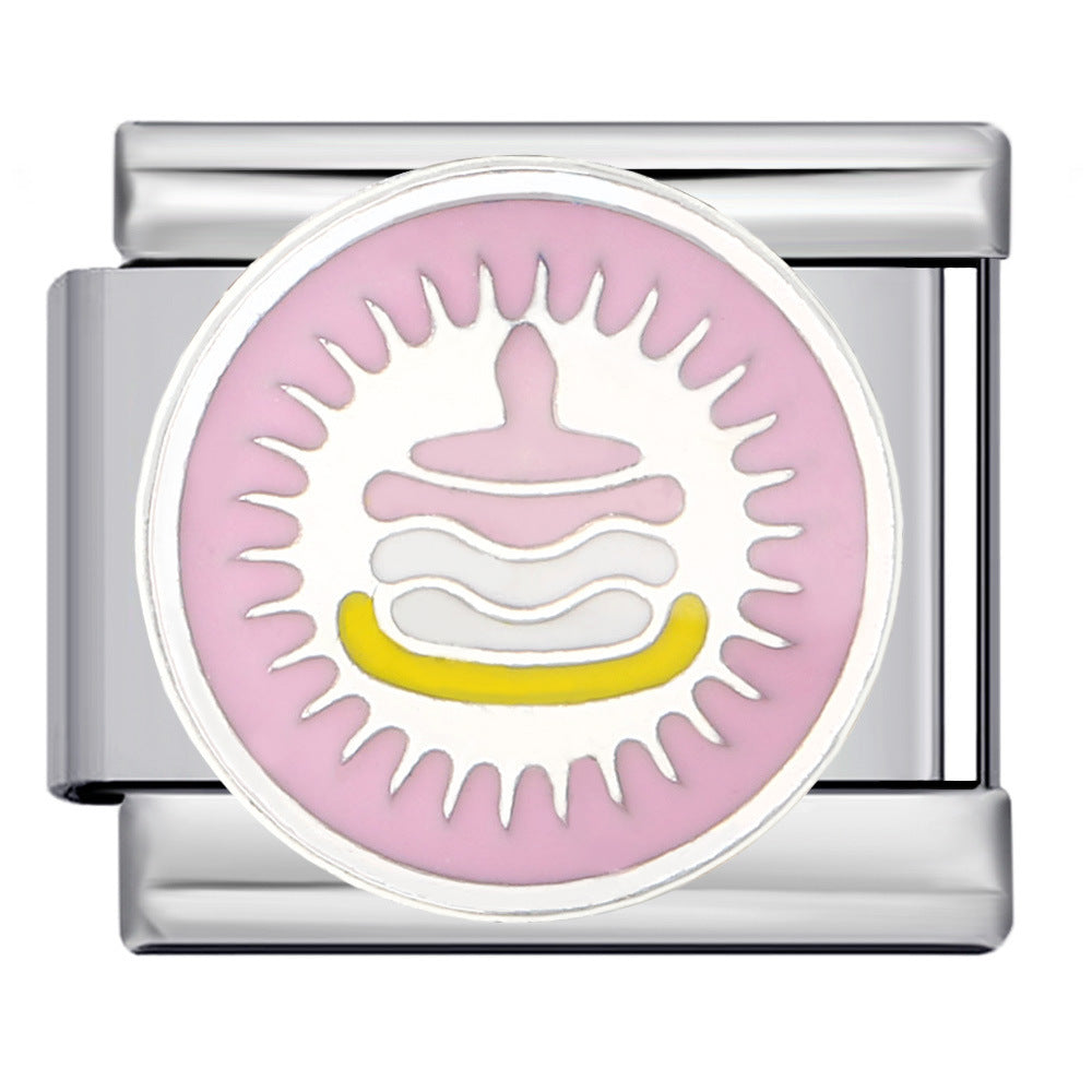 Wholesale Italian Module Dessert Cake Element Bracelet Stainless Steel Welding Oil Dropping DIY  Bracelet