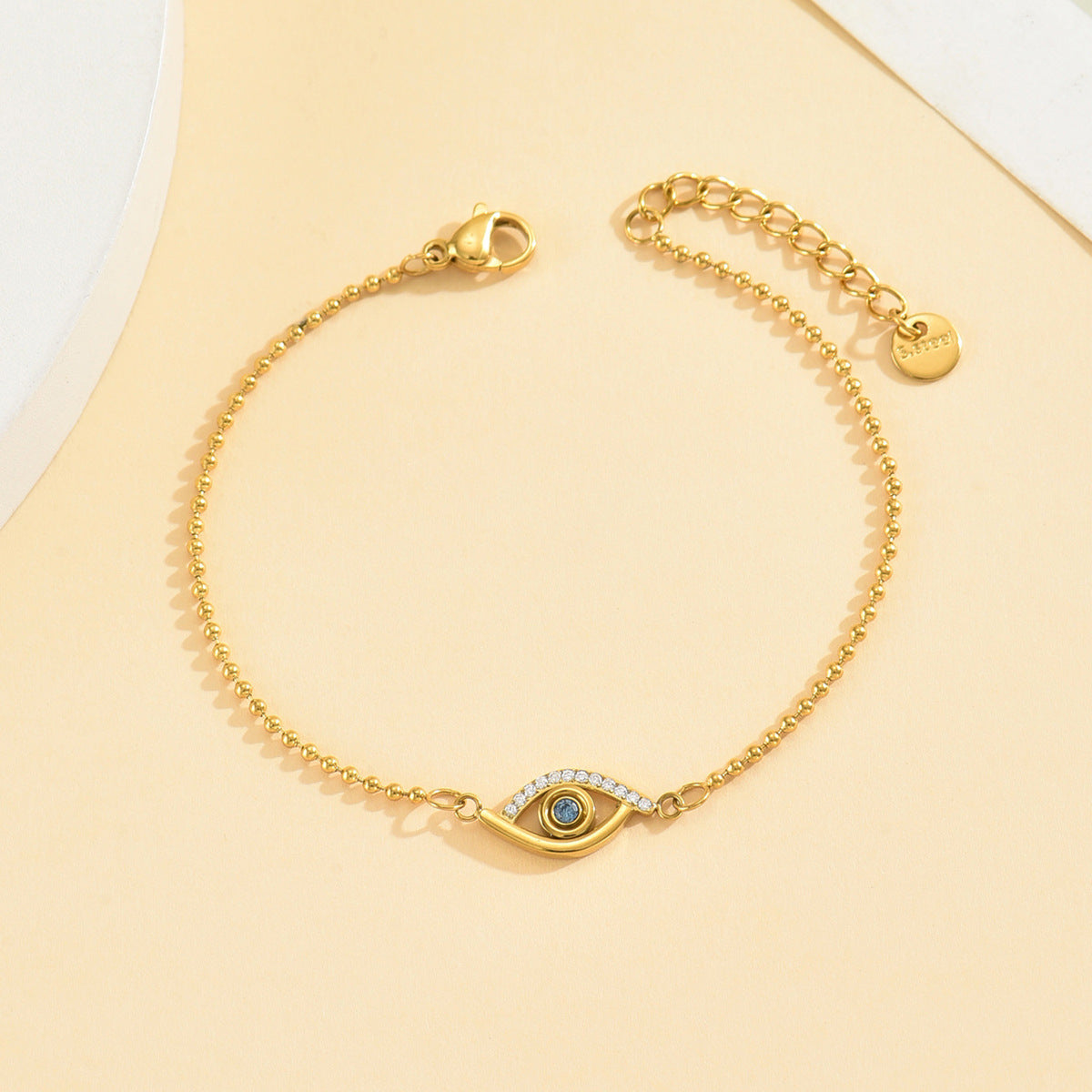 Wholesale Stainless steel evil eye bracelet with rhinestones