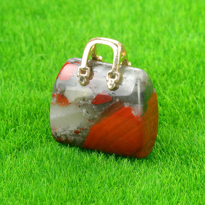 Wholesale Natural Crystal Stone Mini Bag Amethyst Pendant ACC-PT-KeSuo0010